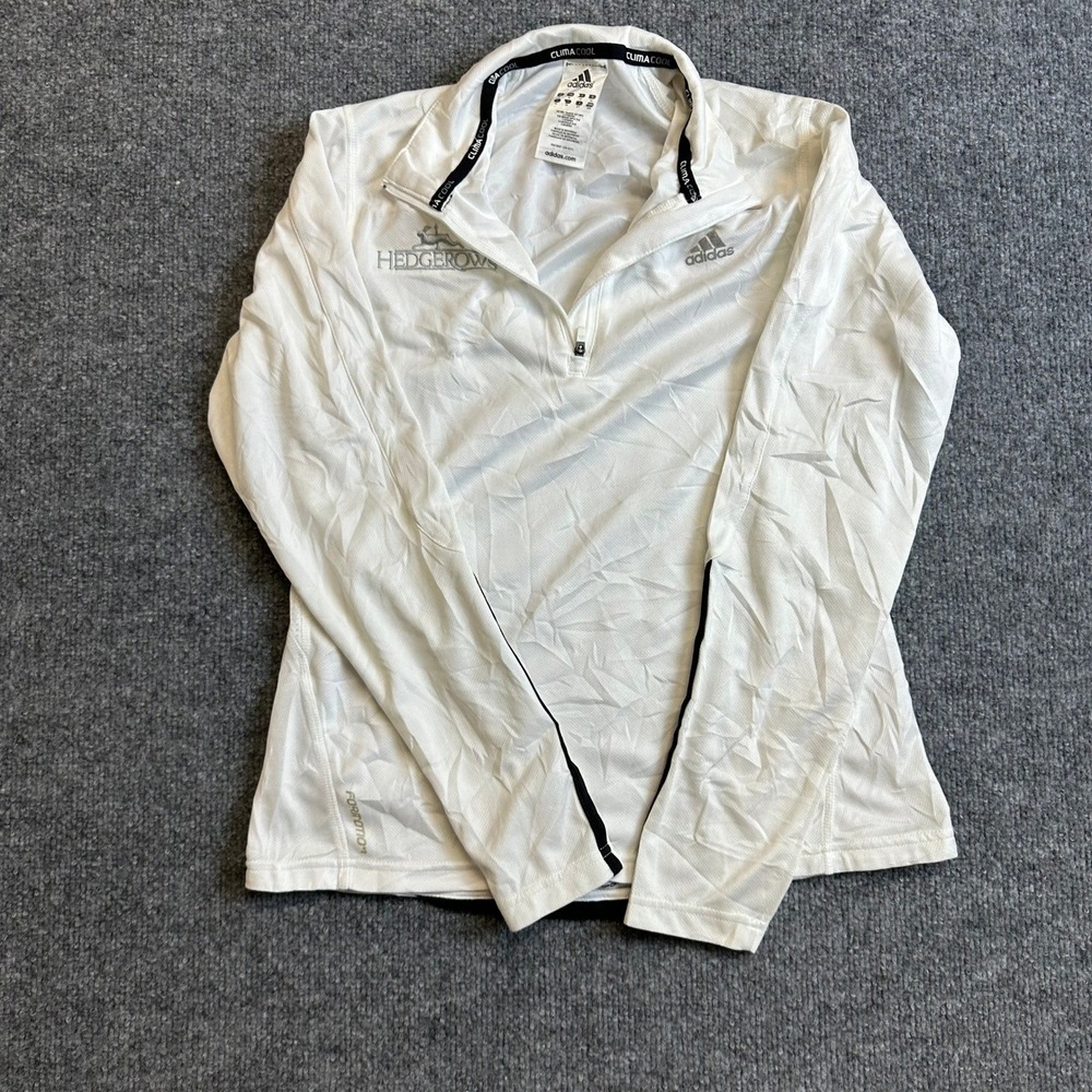 Adidas Pullover Womens Size M White ClimaCool 1/4 Zip Athletic Golf Long Sleeve